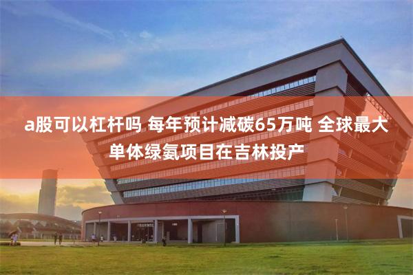 a股可以杠杆吗 每年预计减碳65万吨 全球最大单体绿氨项目在吉林投产